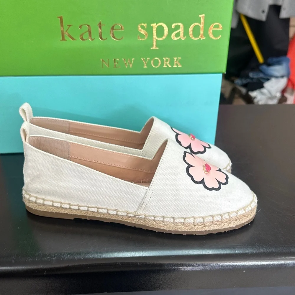 Kate Spade Cream Espadrilles with Pink Floral Design - Picture 5 of 8